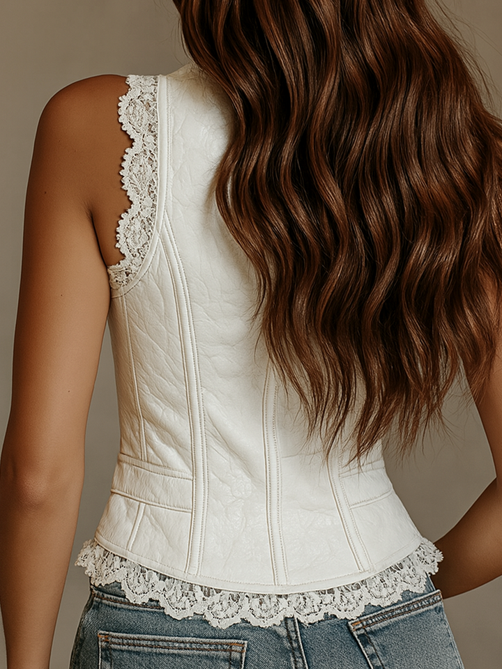Damen-Spitzencorsagen-Top | V-Ausschnitt
