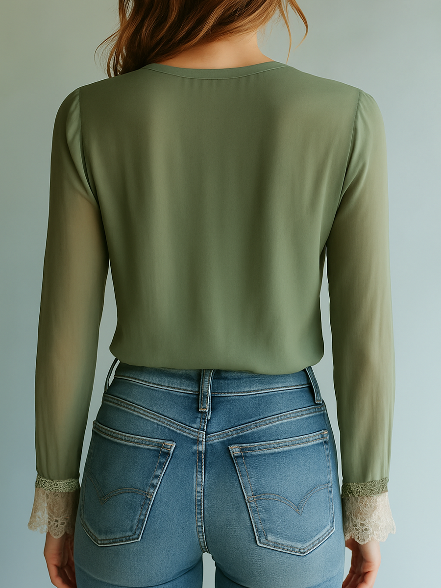 Damen Blumen Bluse Boho | Langarm