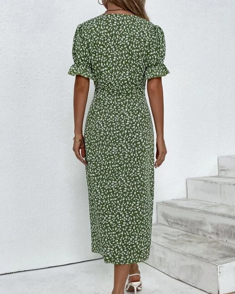 Damen Blumen Wickelkleid | Midi