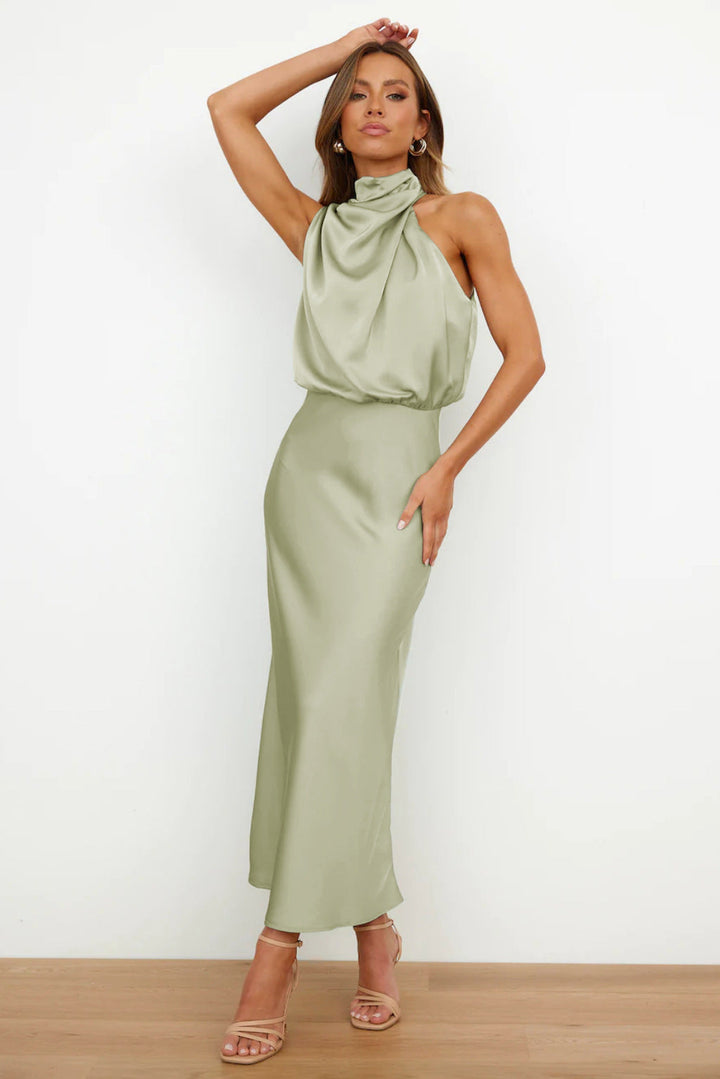 Vestido Feminino para Casamento com Decote Halter | Midi