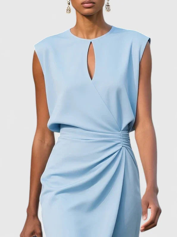 Damen gerafftes Abendkleid | Midi