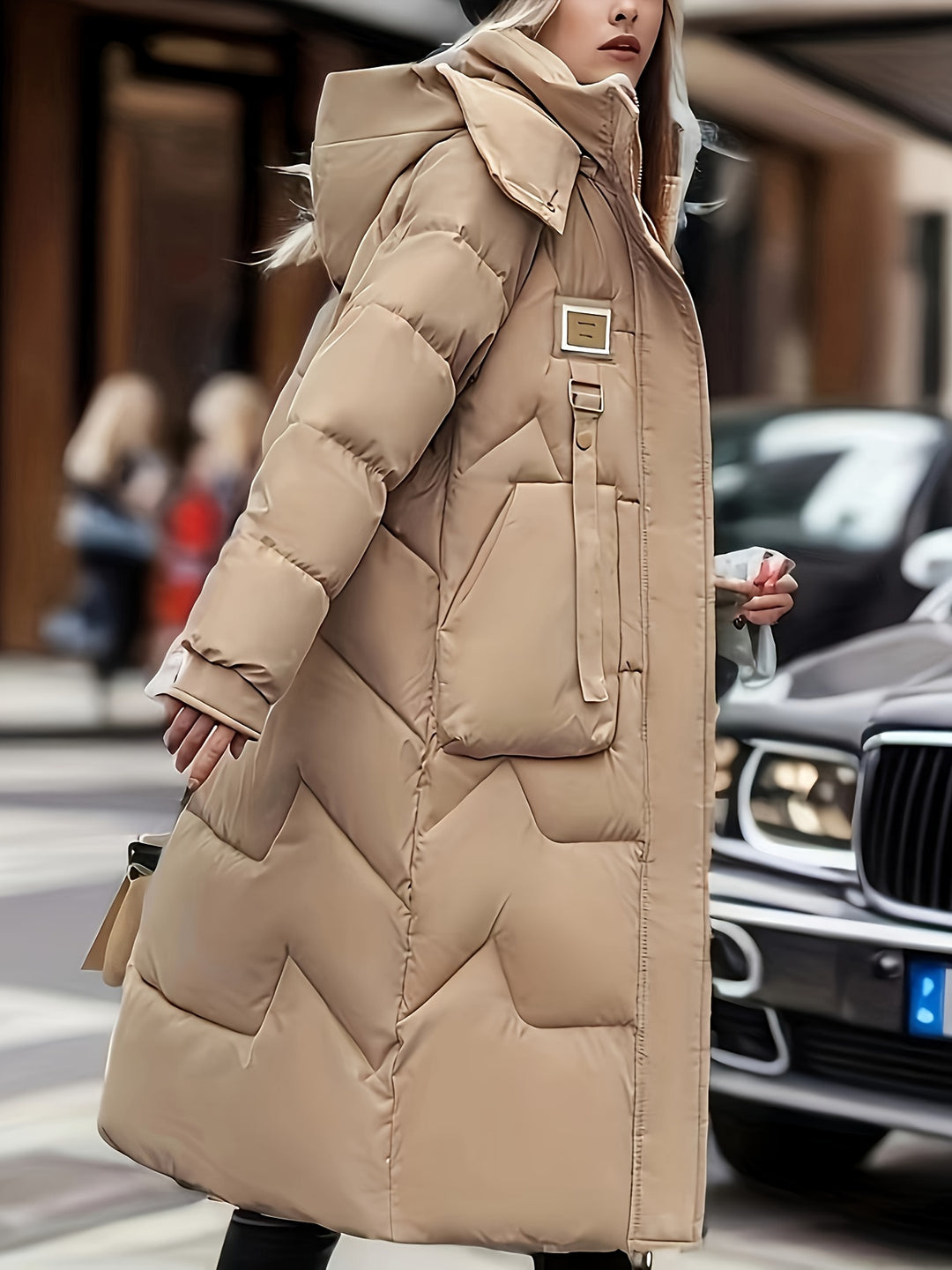 Damen Langer Wintermantel | Steppung
