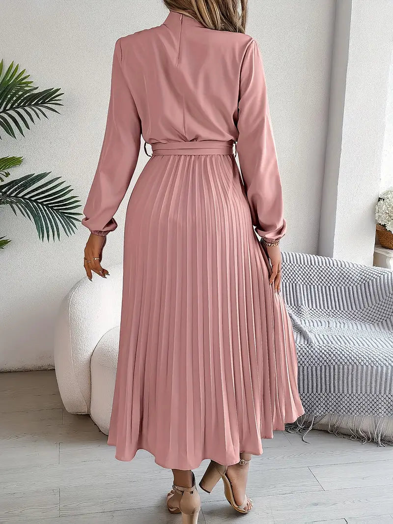 Damen Plissiertes Elegantes Kleid | Midi