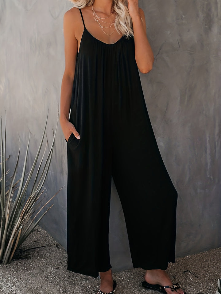 Women's Jumpsuit with Thin Straps | Wide Legs