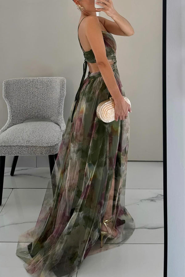 Damen Abendkleid mit Blumenmuster | Maxi