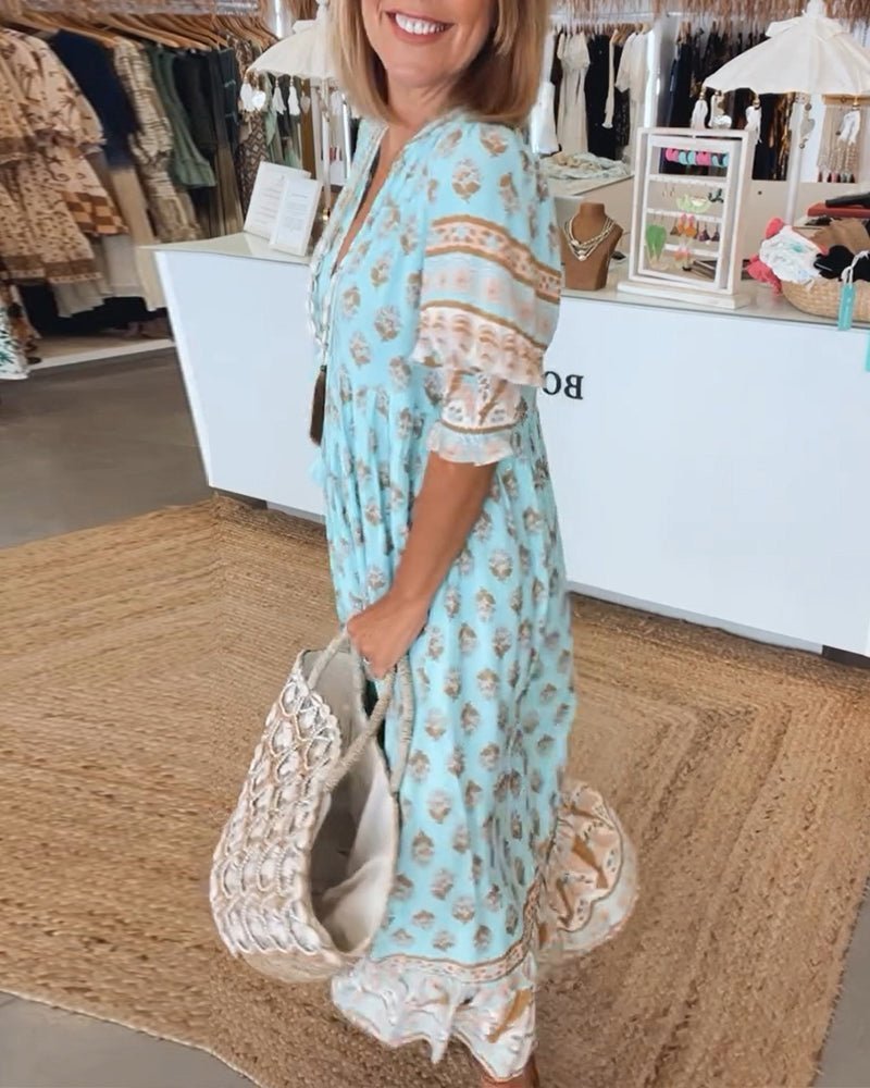 Damen Midi-Kleid mit Print | Boho