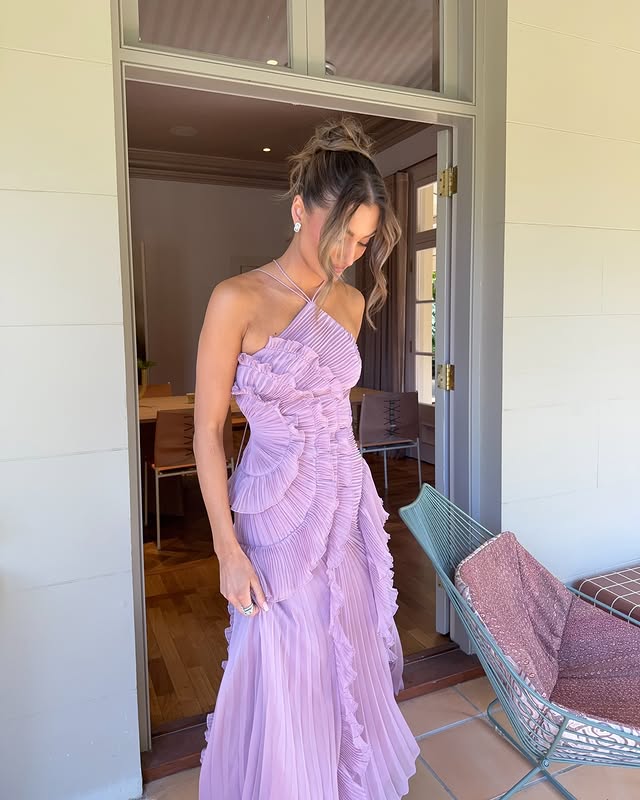 Damen Abendkleid mit Rüschen | Maxi