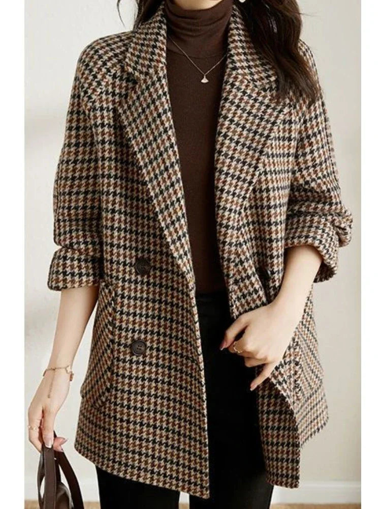 Damen Winter Blazer | Hahnentrittmuster