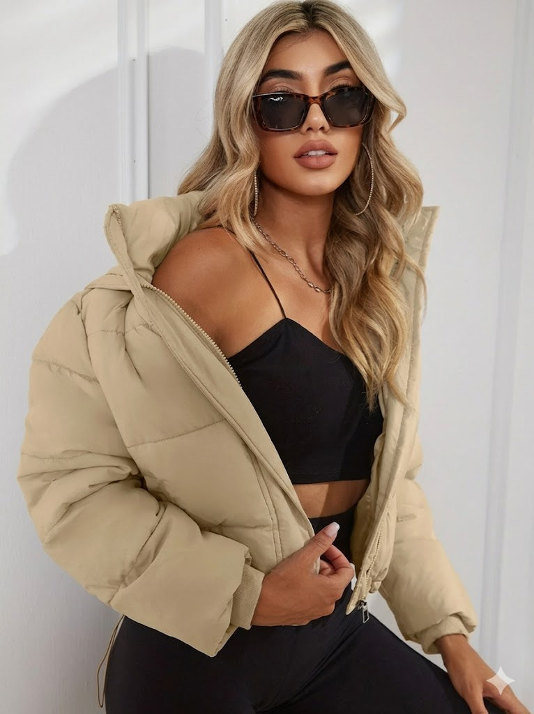 Women's Short Quilted Winter Jacket | Zip