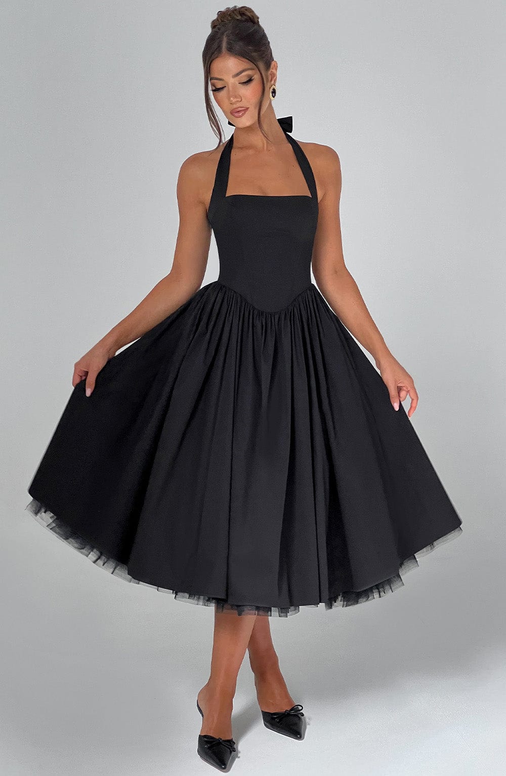 Damen Hochzeitskleid mit Neckholder | Midi