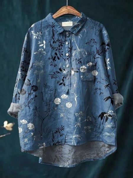 Damen Sommerbluse mit Blumenmuster | Kurzarm