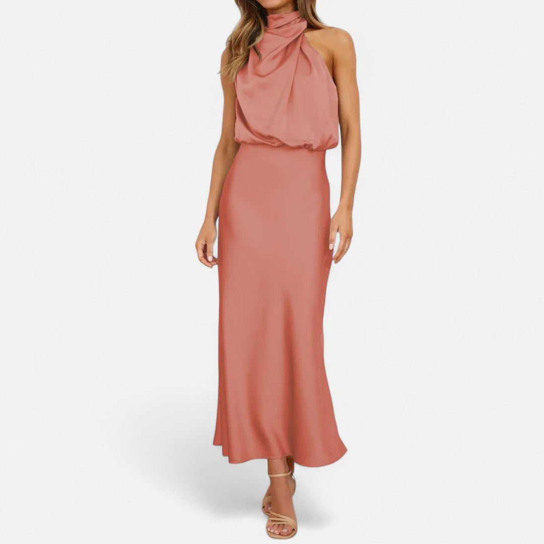 Damen Abendkleid mit hohem Ausschnitt | Maxi