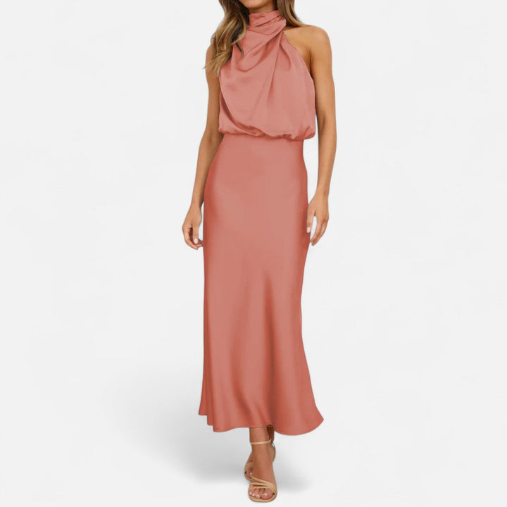 Damen Abendkleid mit hohem Ausschnitt | Maxi