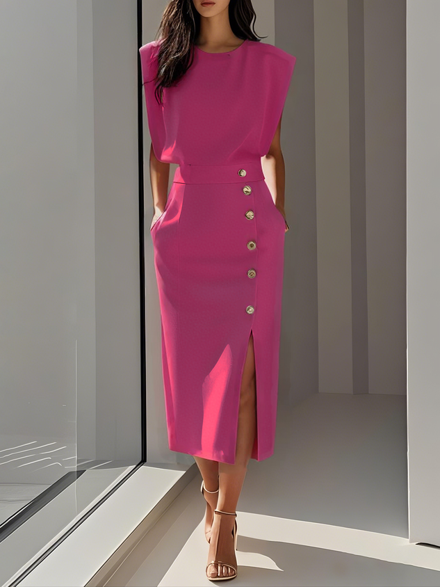 Damen Cocktailkleid Ärmellos | Midi