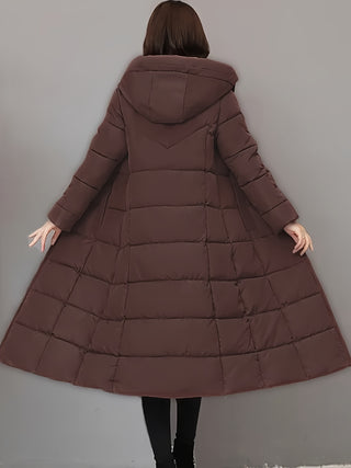 Damska Długi Płaszcz Zimowa | Kapturem