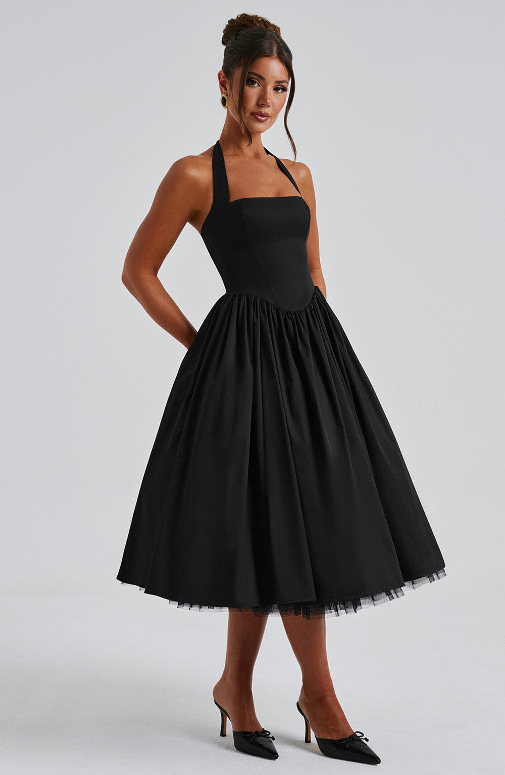 Damen Hochzeitskleid mit Neckholder | Midi