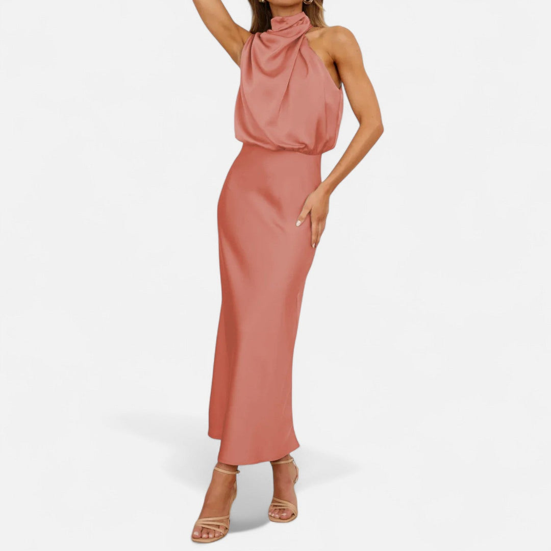 Damen Abendkleid mit hohem Ausschnitt | Maxi