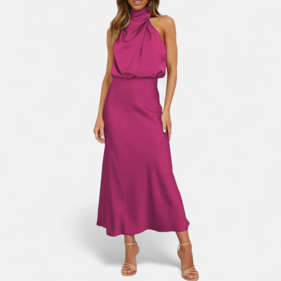 Damen Abendkleid mit hohem Ausschnitt | Maxi