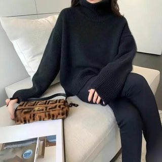 Damski Oversized Sweter z Golfem | Długi Rękaw