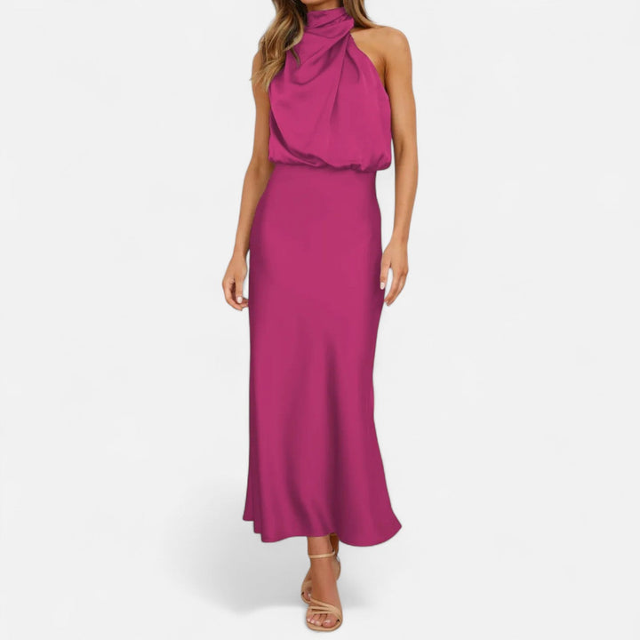 Damen Abendkleid mit hohem Ausschnitt | Maxi