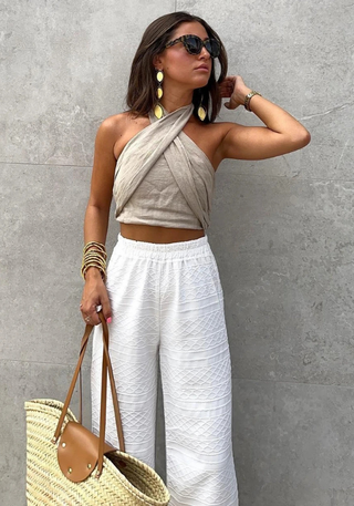 Damski Top Halter z Wiązaniem | Bez Rękawów