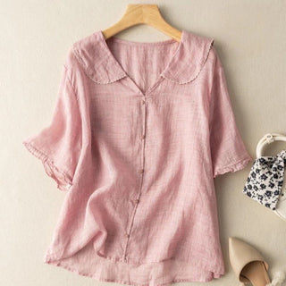 Women's Button-Up Blouse Short Sleeve | Collar