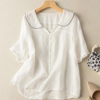 Women's Button-Up Blouse Short Sleeve | Collar