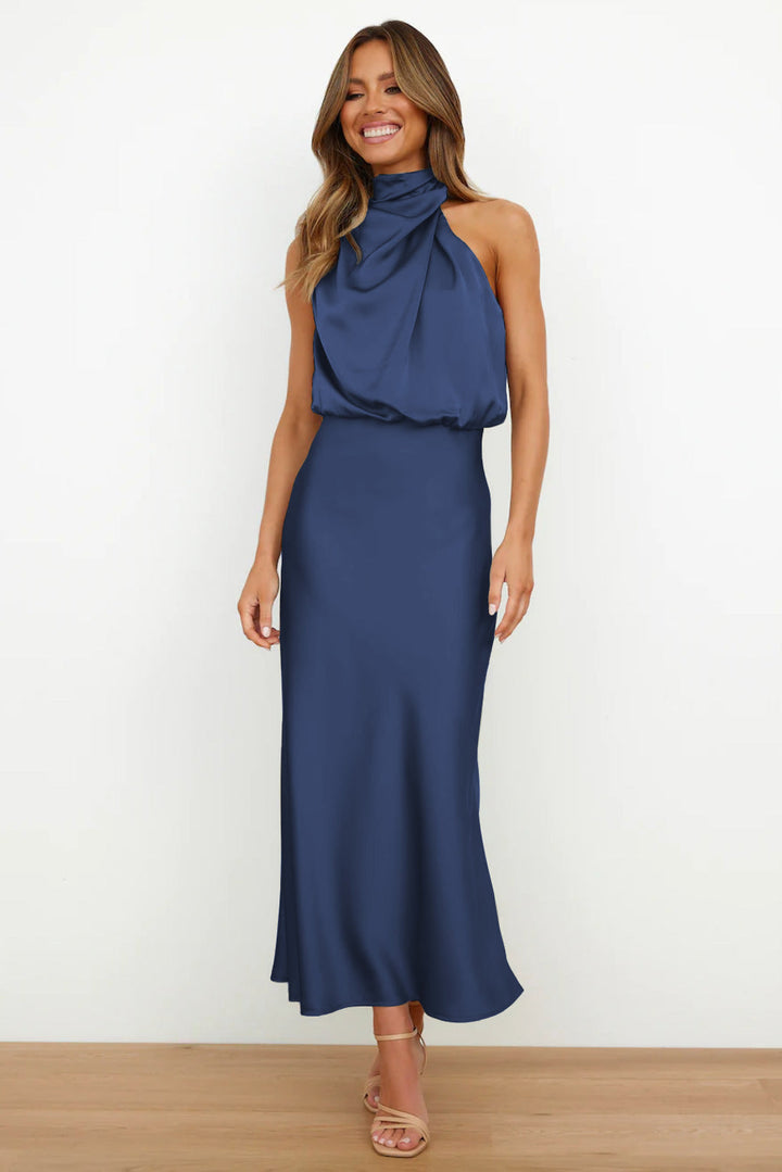 Vestido Feminino para Casamento com Decote Halter | Midi