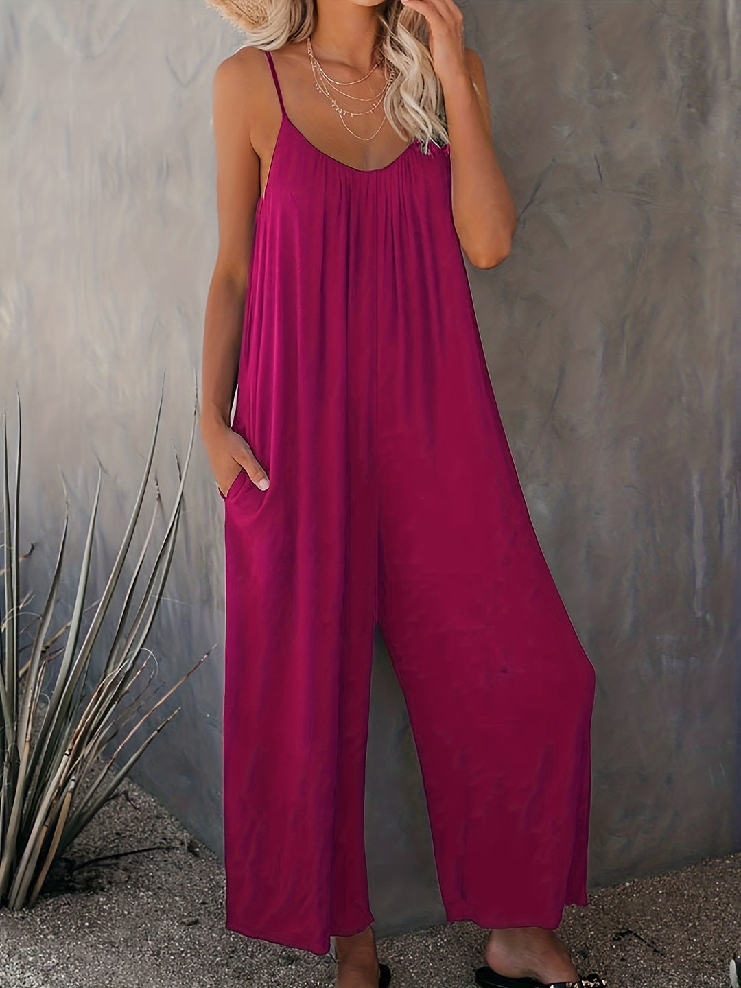 Women's Jumpsuit with Thin Straps | Wide Legs