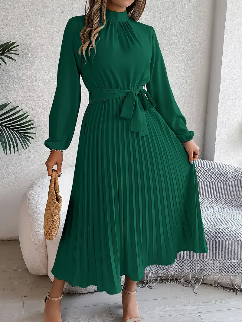 Damen Plissiertes Elegantes Kleid | Midi