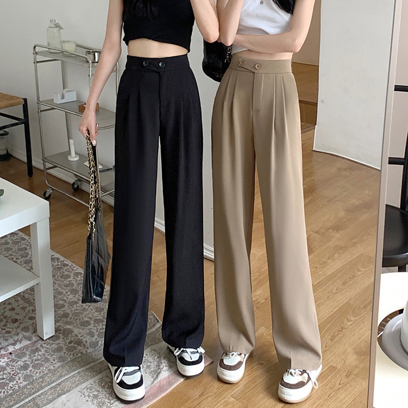 Damen Hose mit hohem Bund und weitem Bein | Gerader Schnitt
