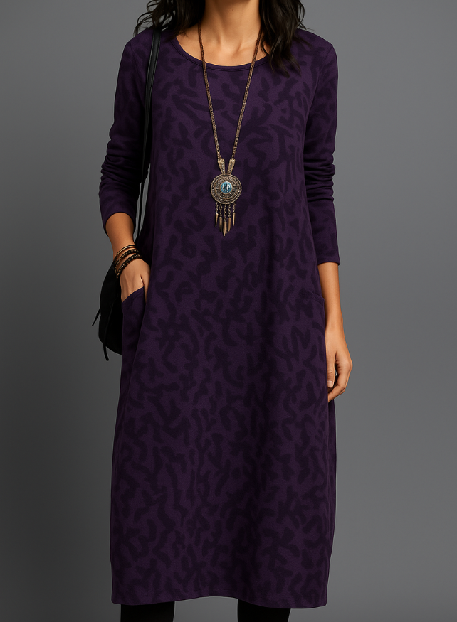 Long Midi Dress with Long Sleeves | Casual with Pockets
