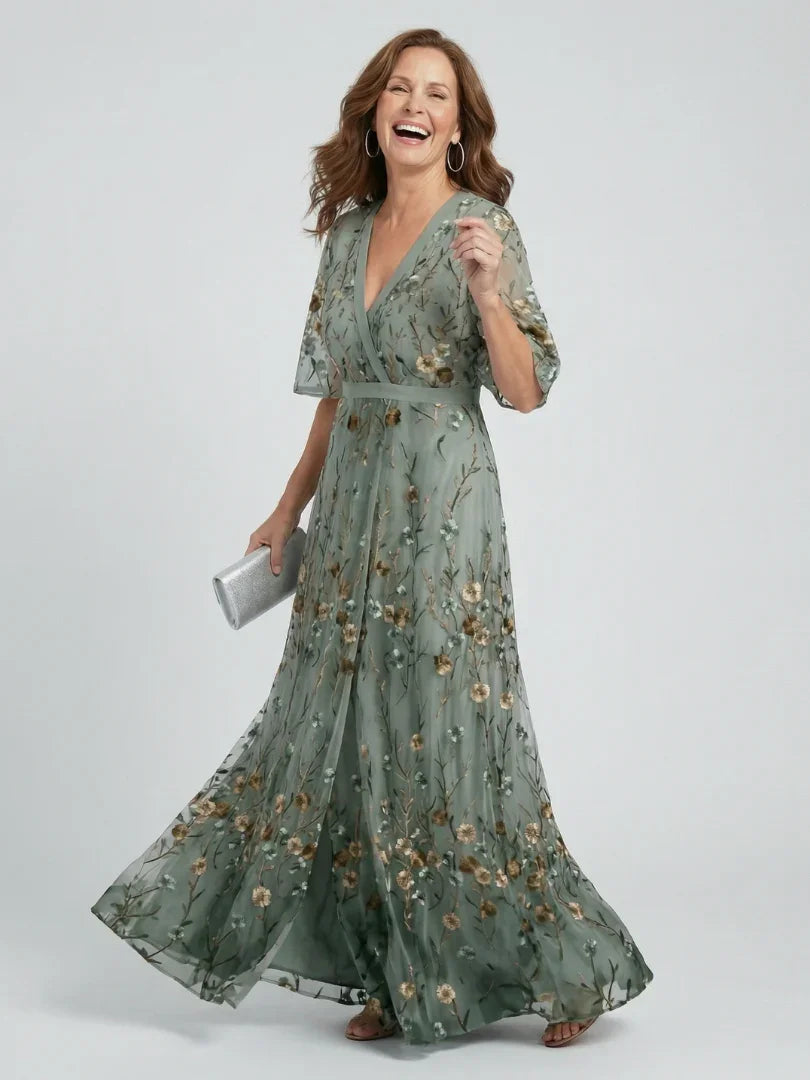 Damen Abendkleid mit V-Ausschnitt | Maxi