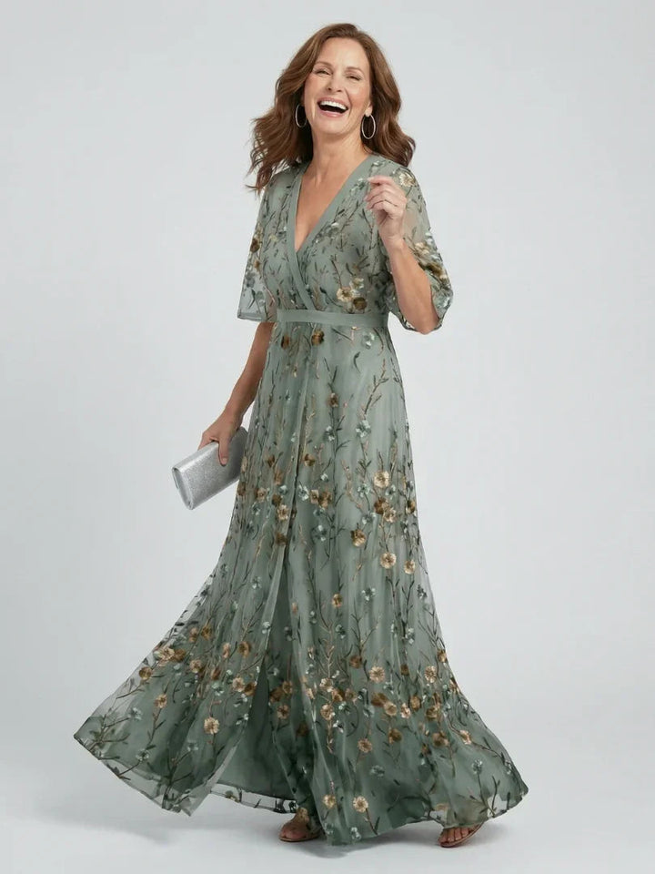 Damen Abendkleid mit V-Ausschnitt | Maxi