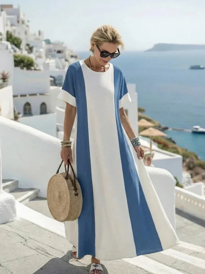 Vestido de Verão Feminino em Blocos de Cores | Maxi