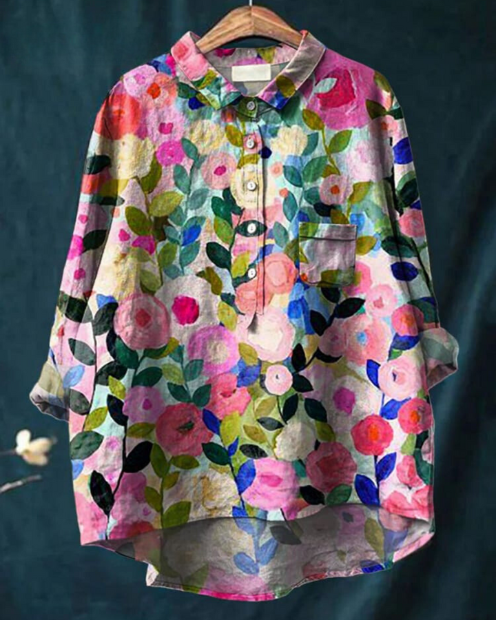 Damen Sommerbluse mit Blumenmuster | Kurzarm