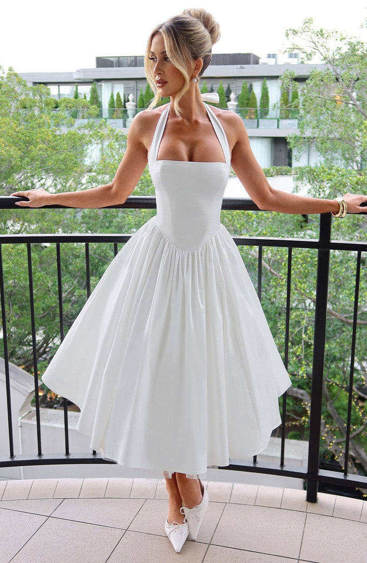 Damen Hochzeitskleid mit Neckholder | Midi