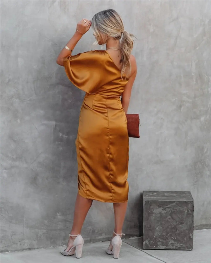 Damen Kleid Ein-Schulter | Midi