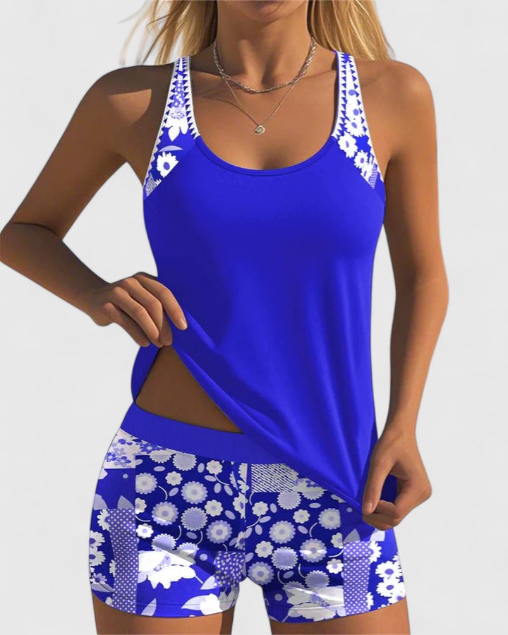 Damen Tankini-Top und Shorts | Mit Print