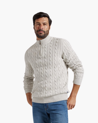 Męski Sweter Cable Knit | Zapinany Na Suwak