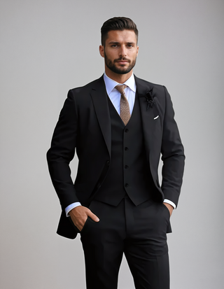 Męski Garnitur Formalny 3-Częściowy | Slim Fit