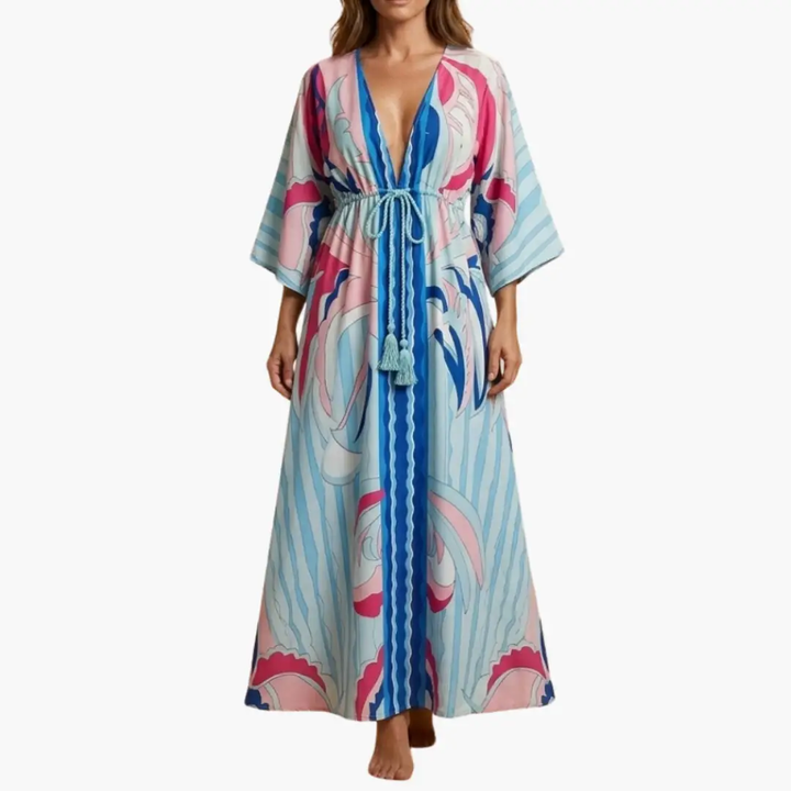 Damen Sommerkleid mit V-Ausschnitt | Maxi