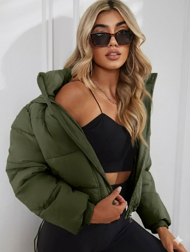 Women's Short Quilted Winter Jacket | Zip