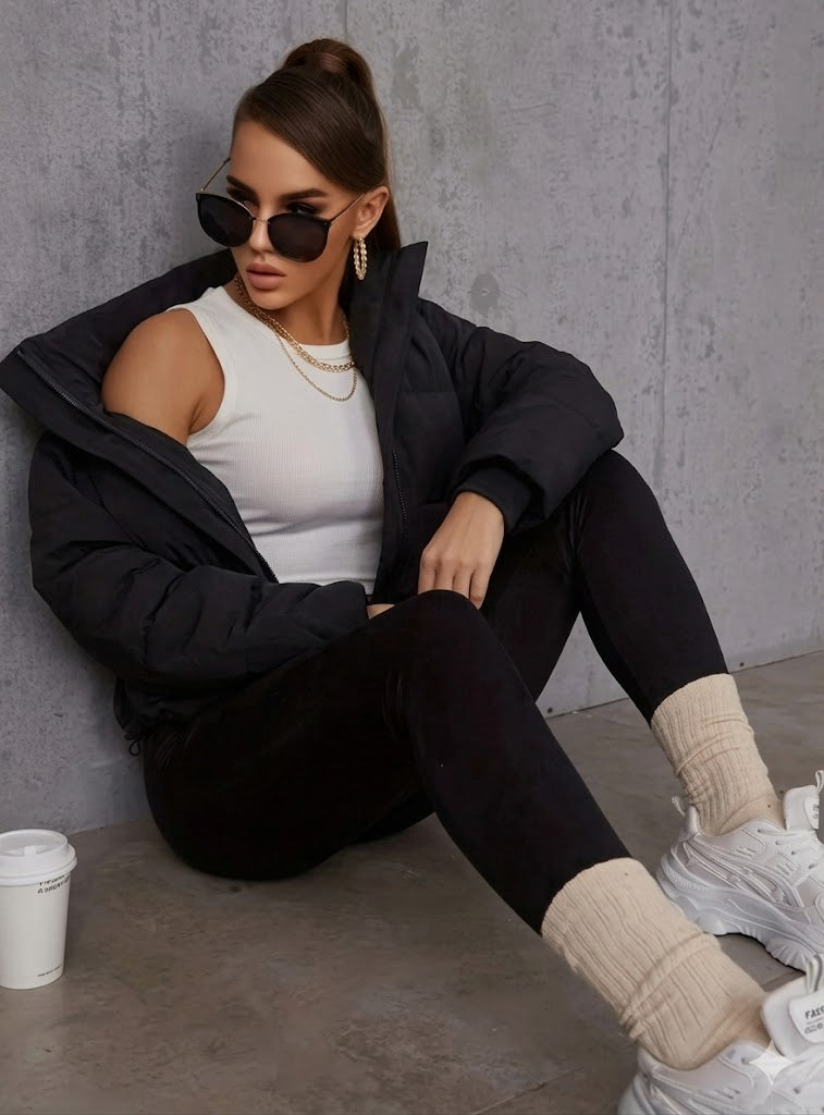 Women's Short Quilted Winter Jacket | Zip