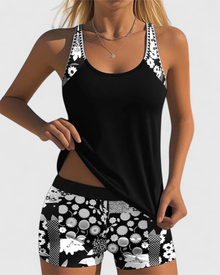 Damen Tankini-Top und Shorts | Mit Print