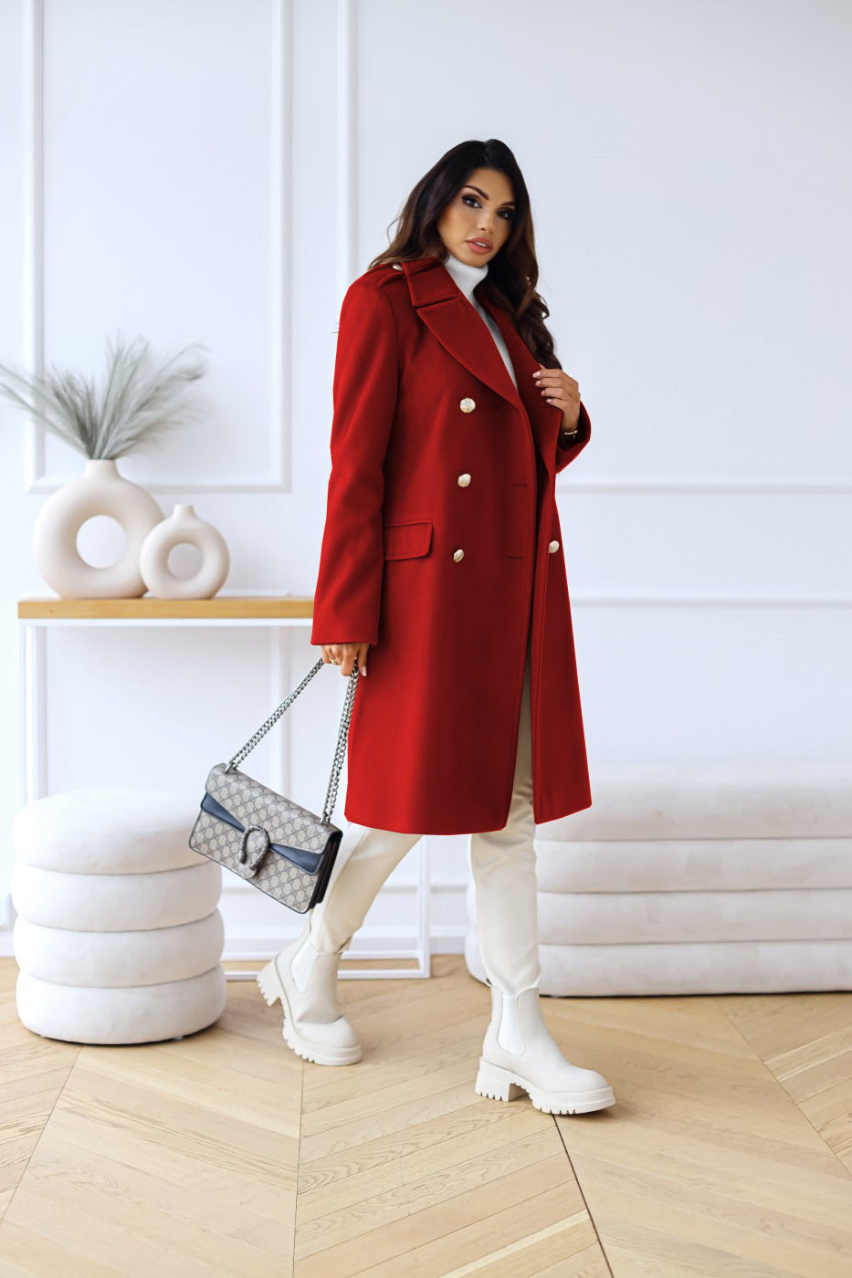Women's Long Double-Breasted Trench Coat | Classic Style