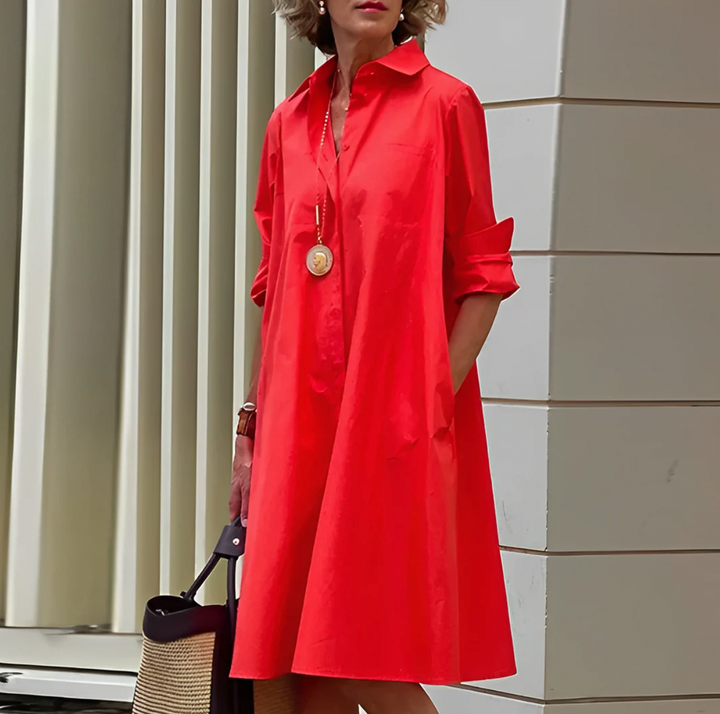 Damen Oversize Hemdblusenkleid | Lange Ärmel