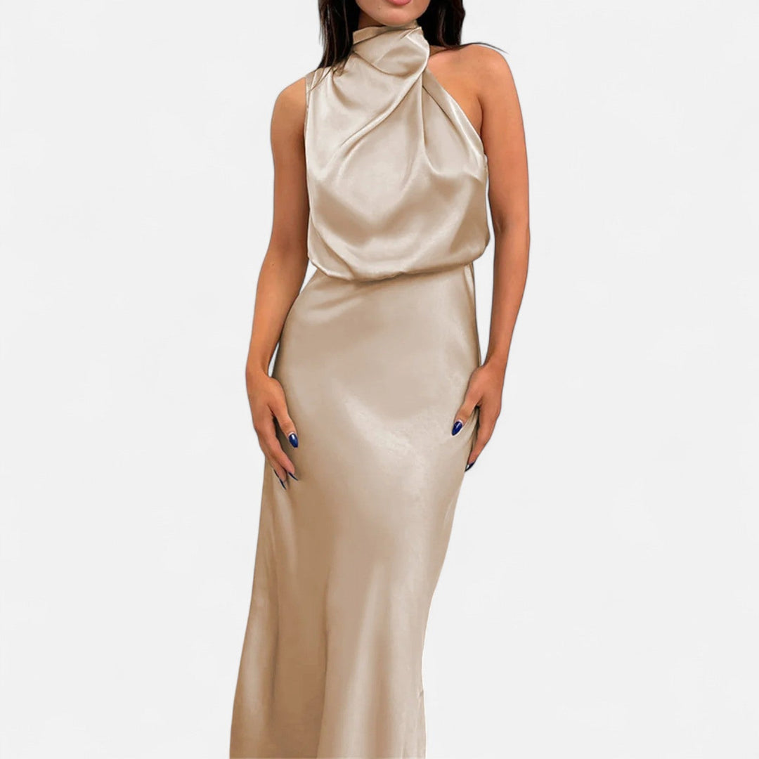Damen Abendkleid mit hohem Ausschnitt | Maxi
