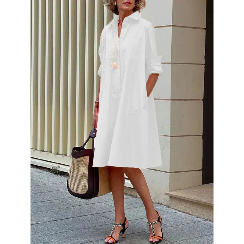 Damen Oversize Hemdblusenkleid | Lange Ärmel