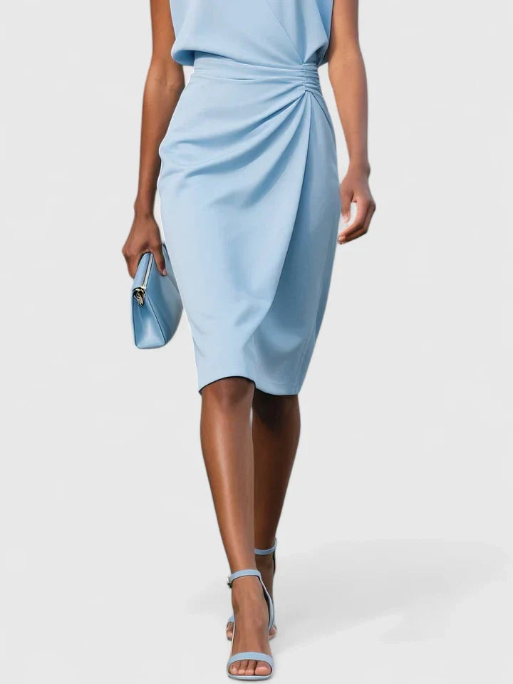 Damen gerafftes Abendkleid | Midi